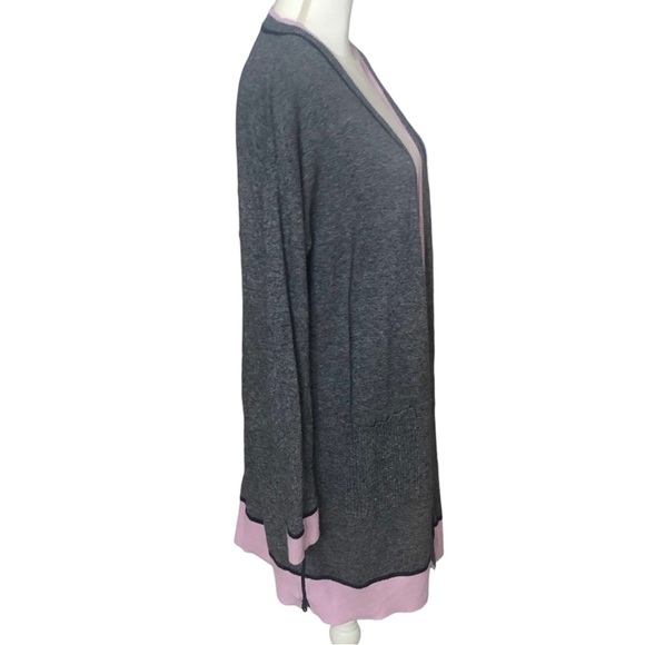T by Talbots Mixed Marled Navy Indigo Blue Long Cardigan With Pockets Size M - Picture 4 of 10